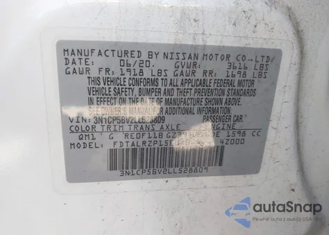 2020 Nissan Kicks S Xtronic Cvt z USA, uszkodzony, nr VIN 3N1CP5BV2LL528809